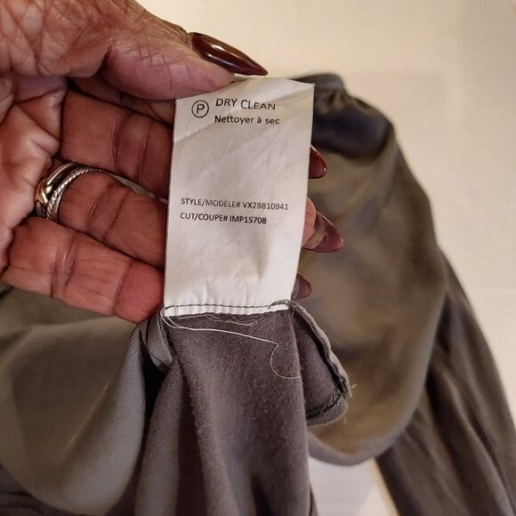 Vince Dusty Olive Long Sleeve Satin/Jersey Blouse Size Med - Picture 7 of 11